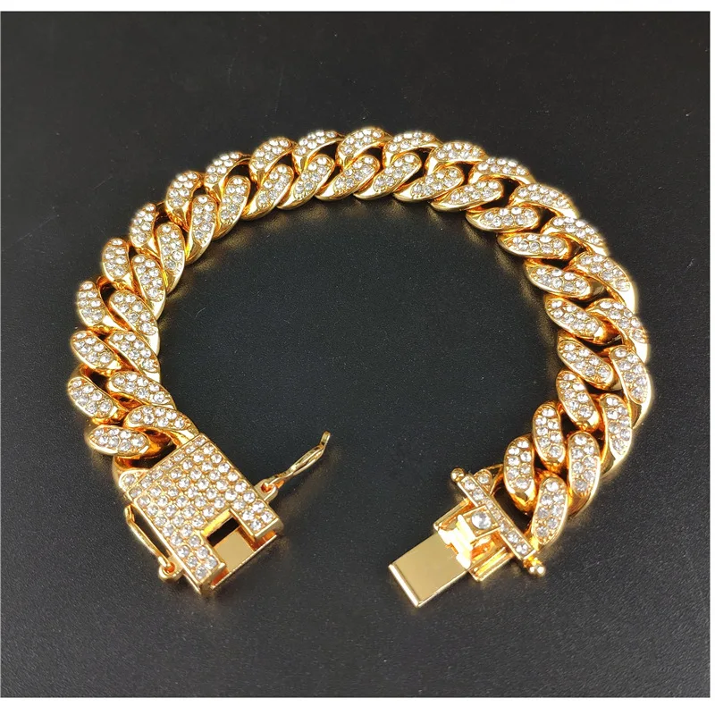 12 мм хип хоп полностью aaa циркониевый кристалл блестящий Iced Out Pave мужской браслет