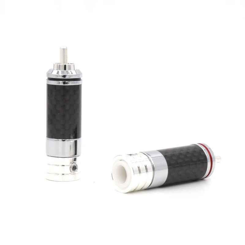 

4 pieces Rhodium Plated RCA Plug Carbon Fiber 9mm Cable Connector