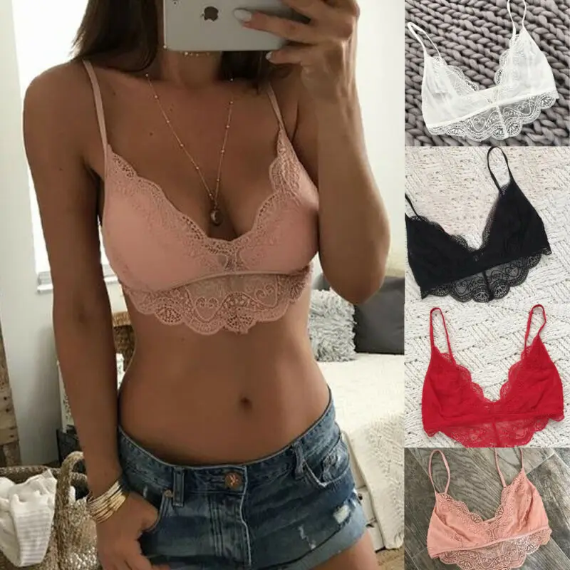 

Women Lace Floral Bralette Bralet Bra Bustier Unpadded Crop Top Cami Summer Sexy Bras