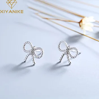 

XIYANIKE 925 Sterling Silver Korean Style Creative Prevent Allergy Bowknot Stud Earrings For Women Trendy Elegant Jewelry Gifts