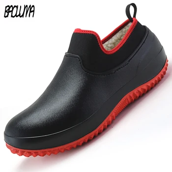 

Unisex Winter Men's Rain Shoes Warm Plush Men's Work Shoes Waterproof Industrial Garden Men's Water Shoes Women's Rubber Shoes