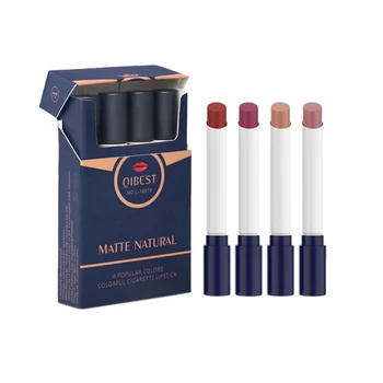 

QiBest 4 Colors/Set Lipstick Lasting Waterproof Non-Stick Cup Moisturizing Lip Gloss Make-Up Gift a