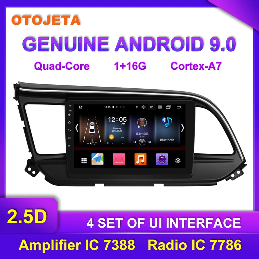 

Factory direct sale OTOJETA Android 9.0 Car Multimedia Radio For 2019 Hyundai Elantra tape recorder GPS bluetooth Navigation