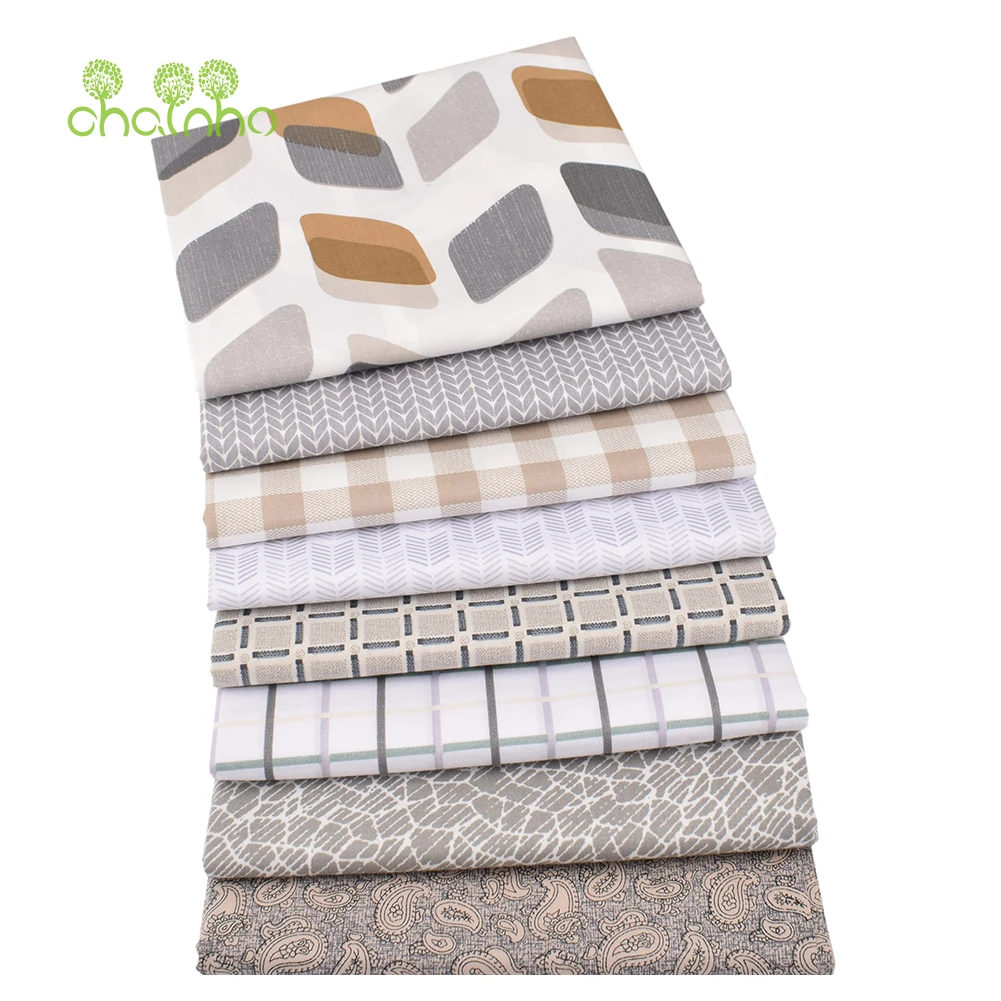 Printed Twill Cotton Fabric,Beige & Gray,DIY Sewing Quilting Home Textiles Material For Baby & Children's Bedding,Shirt,Dress