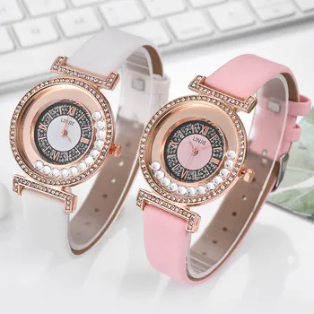 

Watches For Women Casual Simple Leather Belt Band Quartz Wrist Watch Date Inlaid Rhinestones Watches Zegarek Damski Reloj Mujer