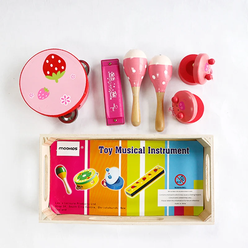 

6PCS Baby Toy Musical Instrument Kit Infants Wooden instruments Set Children Drum Harmonica Toys Kids Early Education toys kid