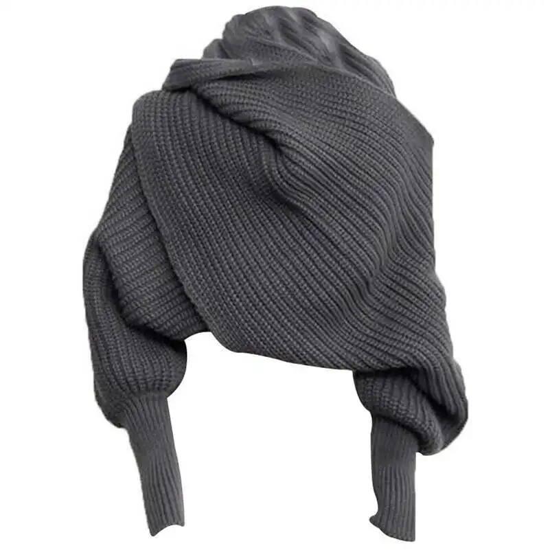 Модный вязаный шарф унисекс с длинными рукавами, шали