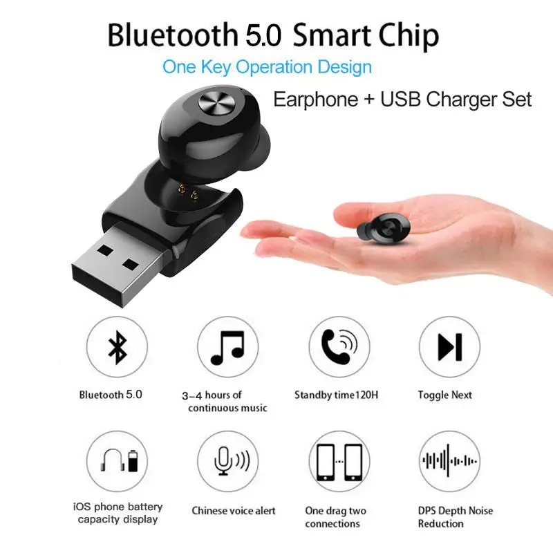 TWS 5,0 Bluetooth наушники стерео беспроводные HIFI Звук спортивные наушники Handsfree Bluetooth наушники USB наушники