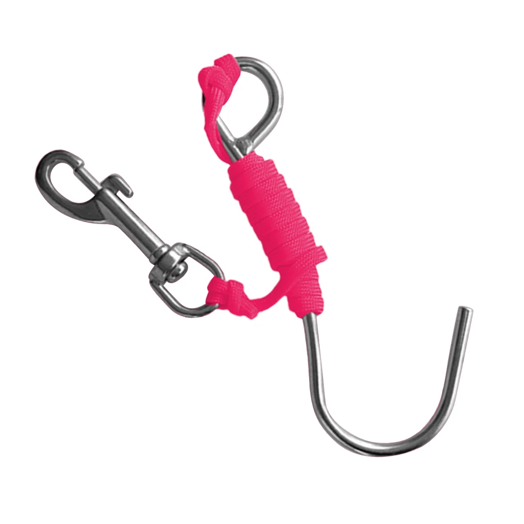 Scuba Diving Reef Drift Hooks With 120cm Line & Stainless Steel Clip Single Reef Hook