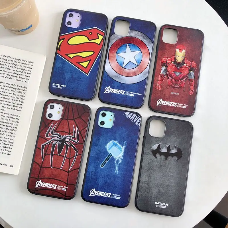 Marvel Avengers Captain Thor Soft Case For iphone 11 PRO MAX XS XR X 10 6 7 8 6S Plus Cover Coque 3D embossed Silver Frame Shell |