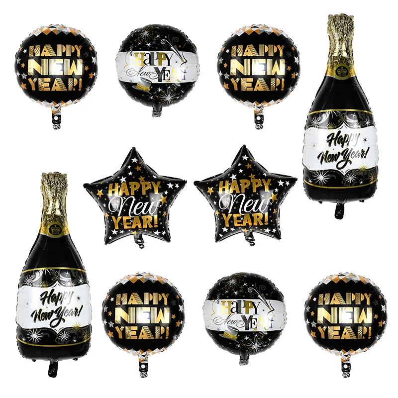 С новогодним декором, воздушные шары из фольги, Черное золото, с буквенным принтом, воздушный шар для детей, игрушка в подарок, товары для рождественской вечеринки