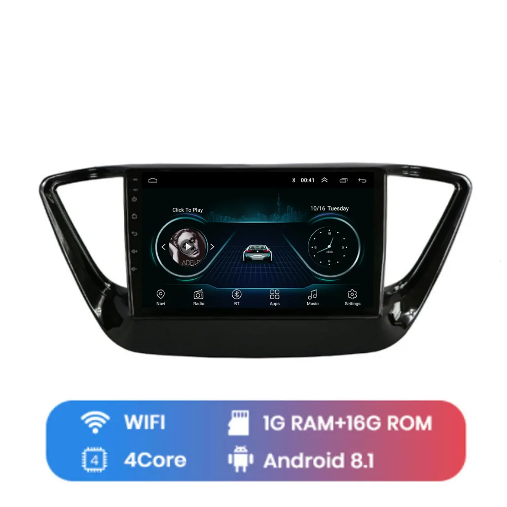 4G LTE Android 8,1 для HYUNDAI Solaris Verna Мультимедиа стерео автомобильный dvd-плеер навигация gps радио - Цвет: WIFI (1G 16G)