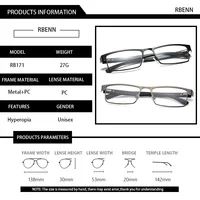 RBENN monture métallique hommes lunettes de lecture Vintage affaires hypermétropie lunettes mâle lecture lunettes + 1.25 1.75 2.75 3.75 5.0 6.0 4