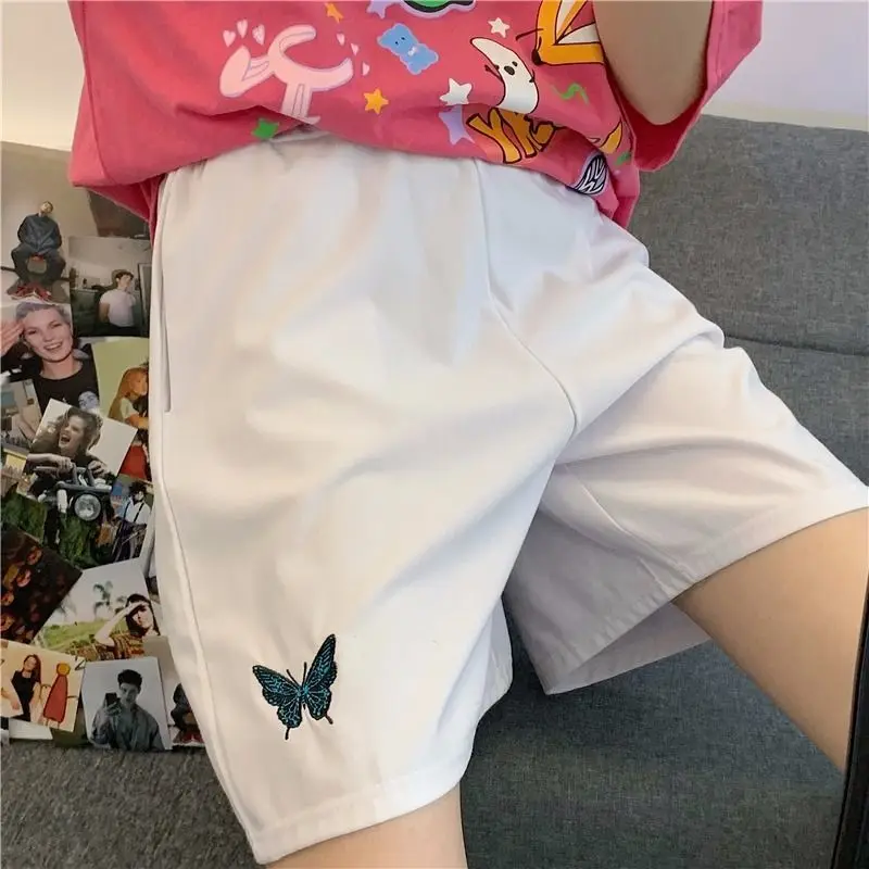 shorts Y2K Butterfly embroidery summer Korean style Loose wide legs femme short sets casual harajuku plus size women clothing shorts