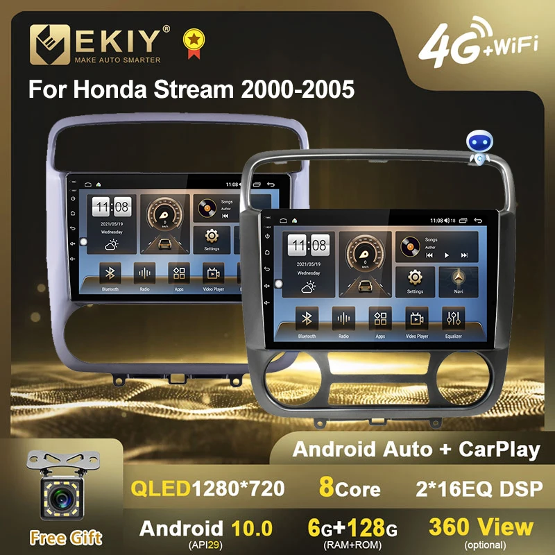EKIY 1280*720 QLED Android 10 автомобильное радио для Honda Stream 2000-2006 GPS Навигация стерео