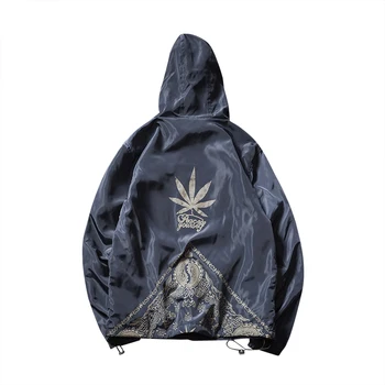 

Casual Japanese New Outerwear Men Fashion Leisure Printing Stylish Baseball Jacket Oversize Thin Punk Hip Hop Hooded Sportswear