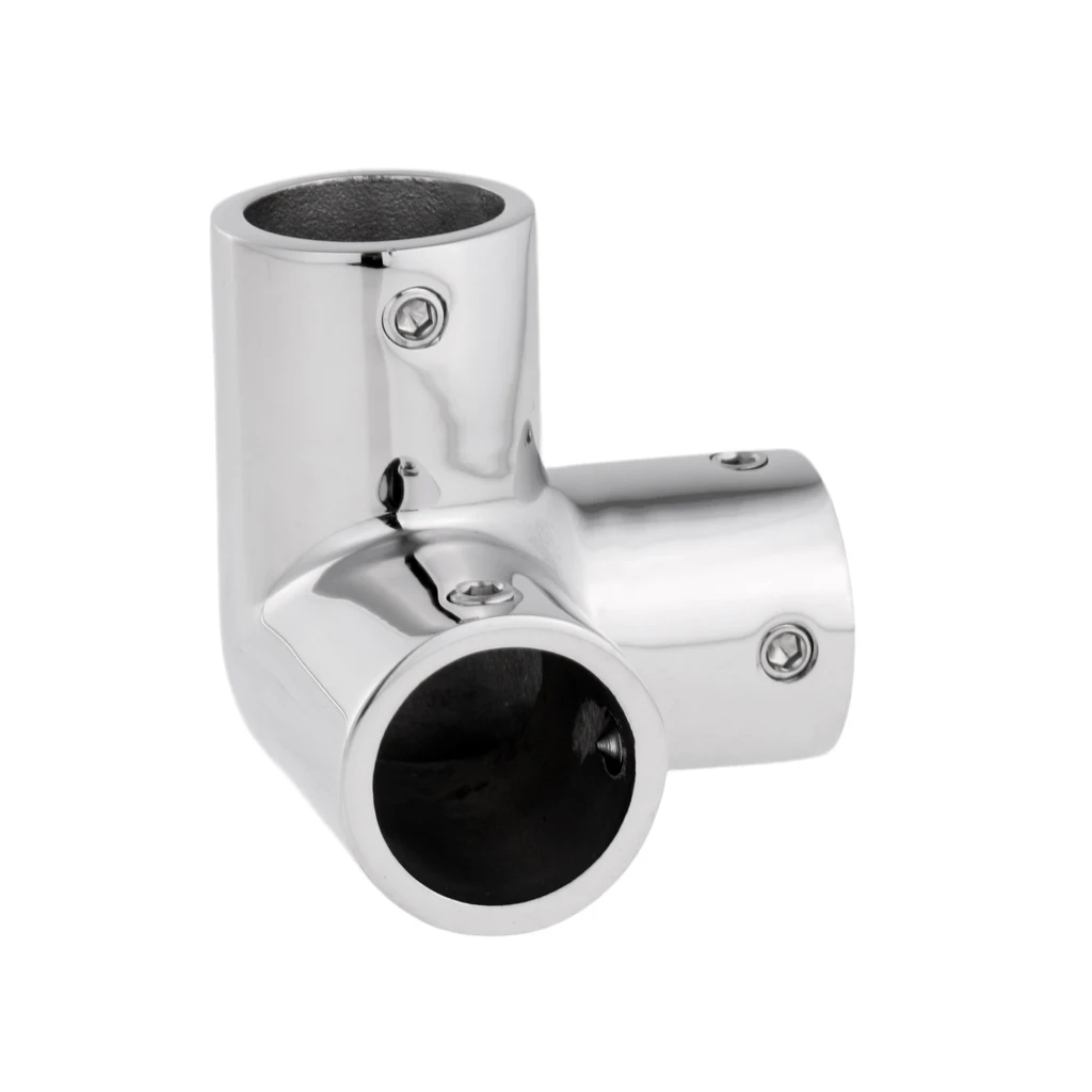 Mirror Polished 316 Stainless Steel Marine Boat Hand Rail Fitting 3 Way Corner Elbow Hardware for 1'' 25mm Tubing/Pipe
