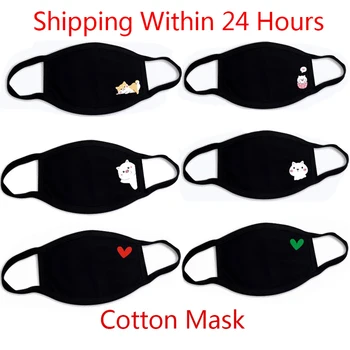 

5pcs/lot Multi-Style Anime Cartoon Cotton Mouth Mask Washable Black Mask For Man Women Mask >8Y-Adult