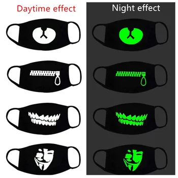 

New Luminous Party Mask Halloween Decor Dustproof Patterned Mask Lucky Bear Women Men Cosplay Props Halloween Decoration Favors