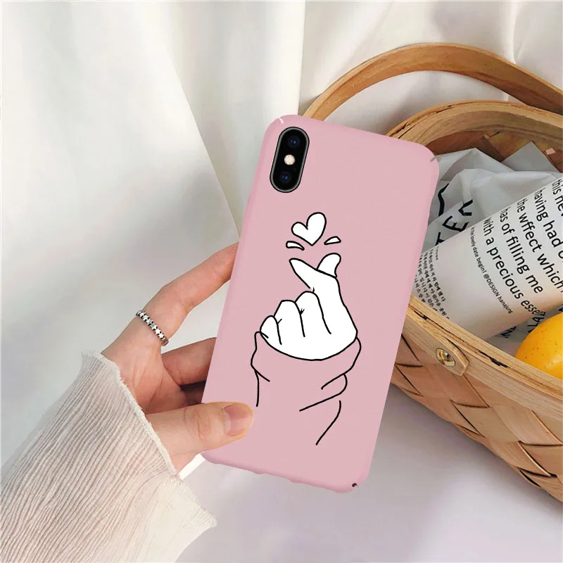 GYKZ милый чехол для влюбленных сердец iPhone XS MAX X XR 11 Pro 7 8 6 6s Plus жесткий матовый