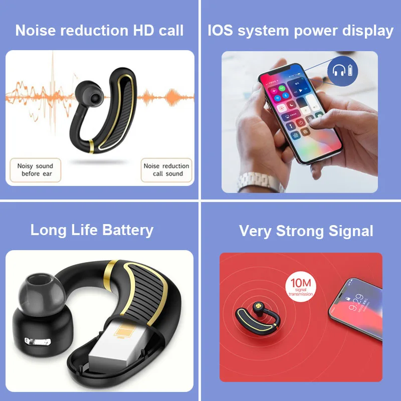 Sport Wireless Bluetooth Earphone Noise Cancelling Headset Earphone For Iphone Bluetooth Earphones With Mic Sports Running
