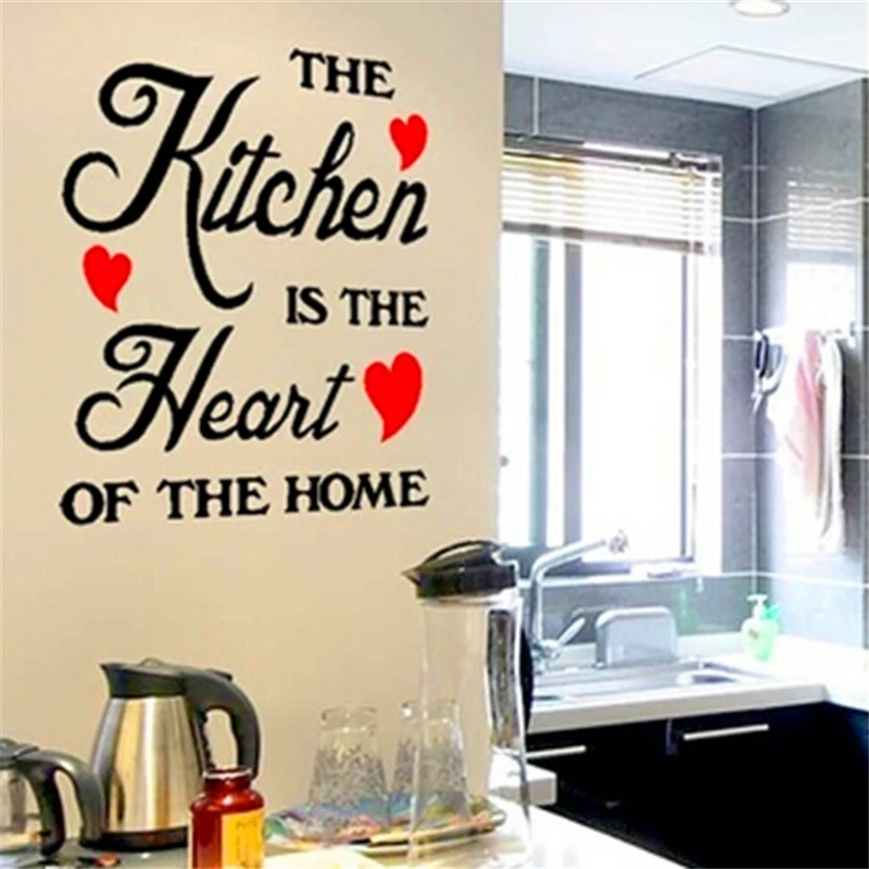 New Kitchen Is Heart Of The Home Letter Pattern Wall Sticker PVC Removable Decor DIY Art | Дом и сад