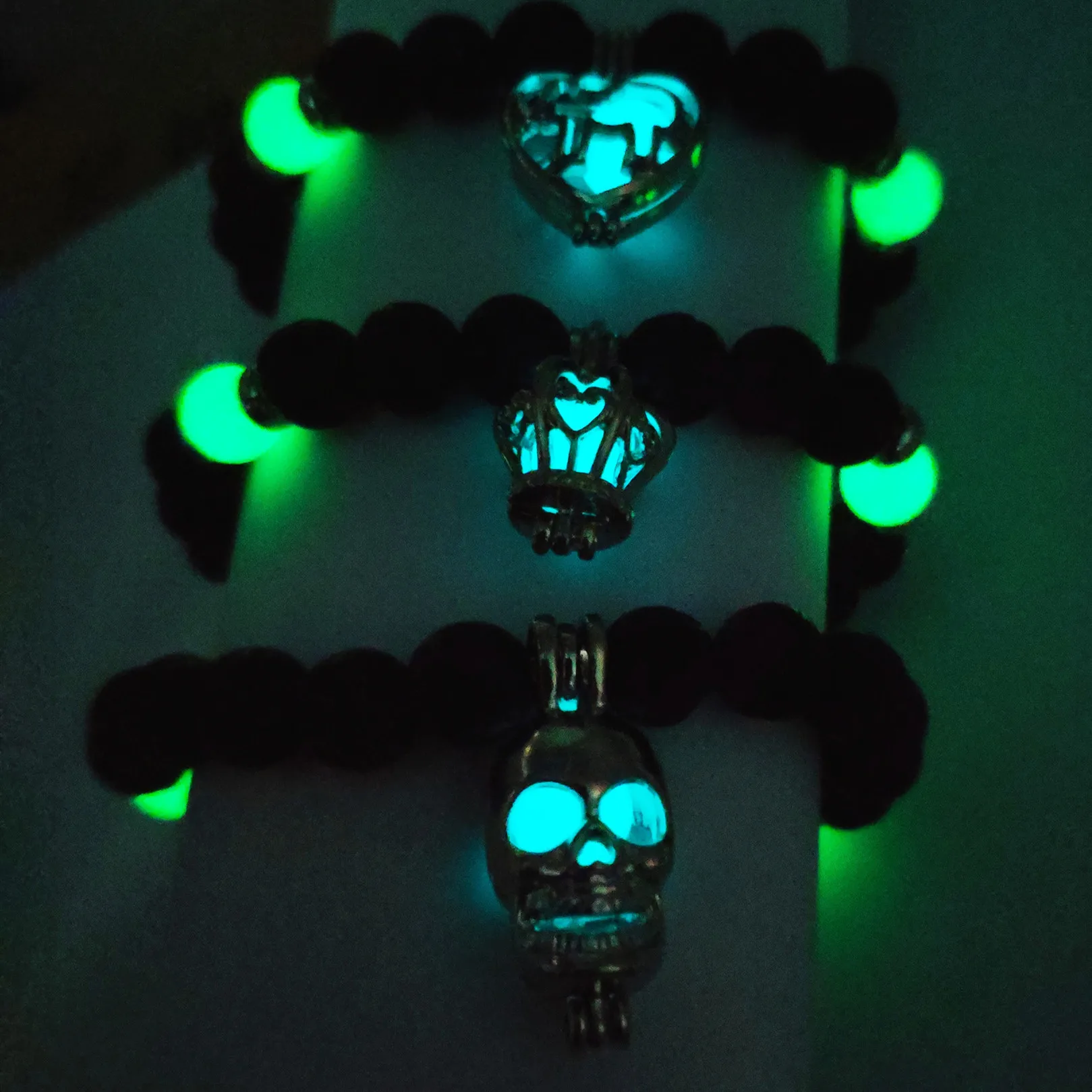 Светящийся люминесцентный браслет со скелетом в стиле панк, цепочка из бисера, светящаяся в темные украшения модный браслет ручной работы для мужчин, подарки