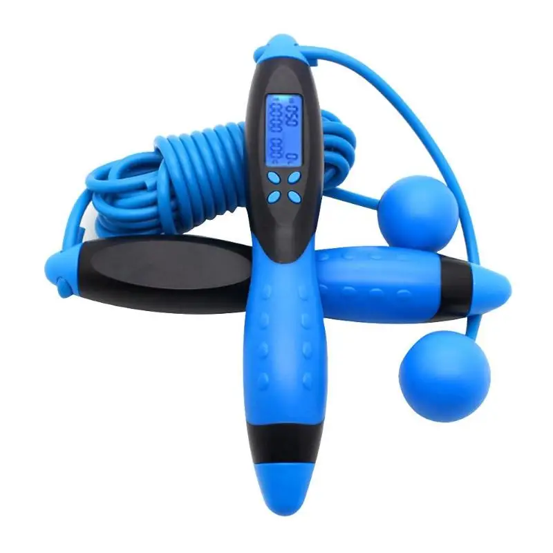 Умный электронный цифровой Подсчет скорости скакалки счетчик калорий Фитнес Регулируемый взвешенный Скакалка - Цвет: Синий