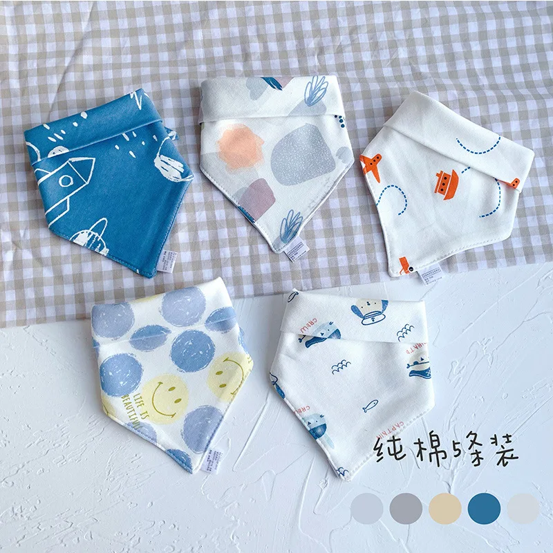Ins Korean New Baby Triangle Scarf Baby Saliva Towel Fashion 5Pcs Set Pack Cotton Soft Bib Children Stuff 2020 (2)