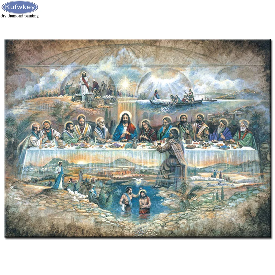 

Full Round Diamond Embroidery Jesus Last Supper 5D DIY Diamond Painting Full square 5d mosaic music pictures pastes hobby gift