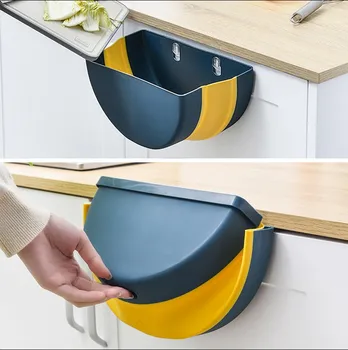 

Waste Bin Hanging Trash Can Bin Cabinet Door Toilet Waste Storage Wall Mounted Folding Bathroom Cute Home Baskets Cleaning Tool