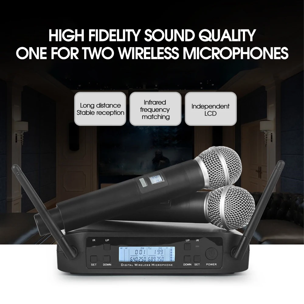 Wireless Microphone For SHURE UHF 600-635MHz Professional Handheld Mic for Karaoke Church Show Meeting Studio Recording GLXD4
