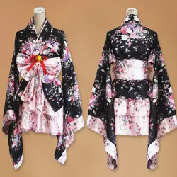 Женское соблазнительное кимоно Сакура аниме костюм традиционное японское кимоно с принтом винтажное платье лолиты японский косплей