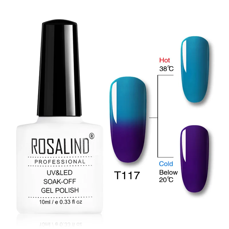 T117 ROSALIND Гель-лак для ногтей 10 мл изменение температуры цвета УФ светодиодный Гель-лак для наращивания ногтей праймер Топ и базовый дизайн ногтей - Цвет: T117