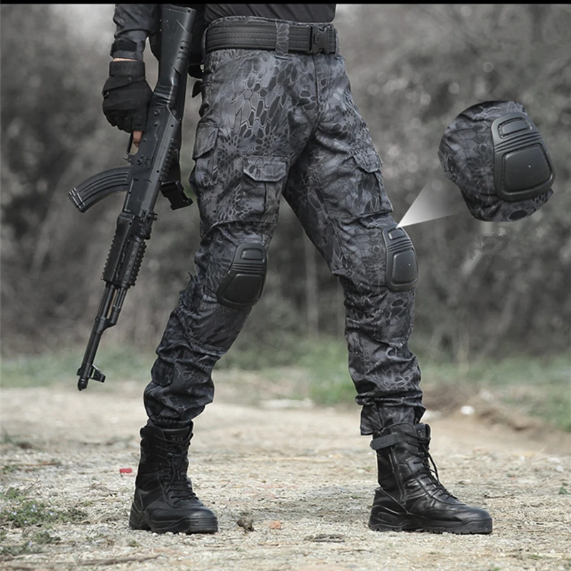 Military Tactical Pants Uniform Combat pants with Knee Pads Camouflage ...