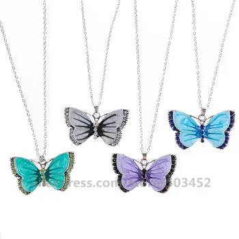 

200pcs/lot Fashion Alloy Tassel Temperament Long Necklace Butterfly Zirconia ketting Necklace Lady Sweater Neckless For Woman