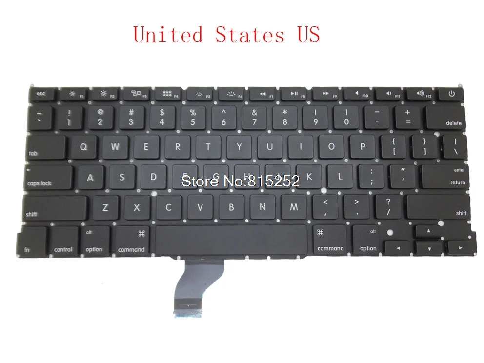 Клавиатура US для ноутбука Apple MacBook Pro A1502 ME864LL/A ME866LL/A ME867LL/A MGX72LL/A MGX92LL/A MGXD2LL/A MF839LL/A MF841
