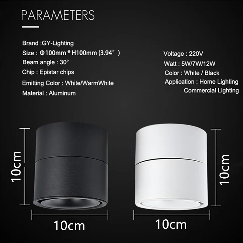 Surface Mounted Mini Embedded COB LED Downlights 5W 7W 12W 360 degree rotation LED Ceiling Lamp Spot Light Downlight