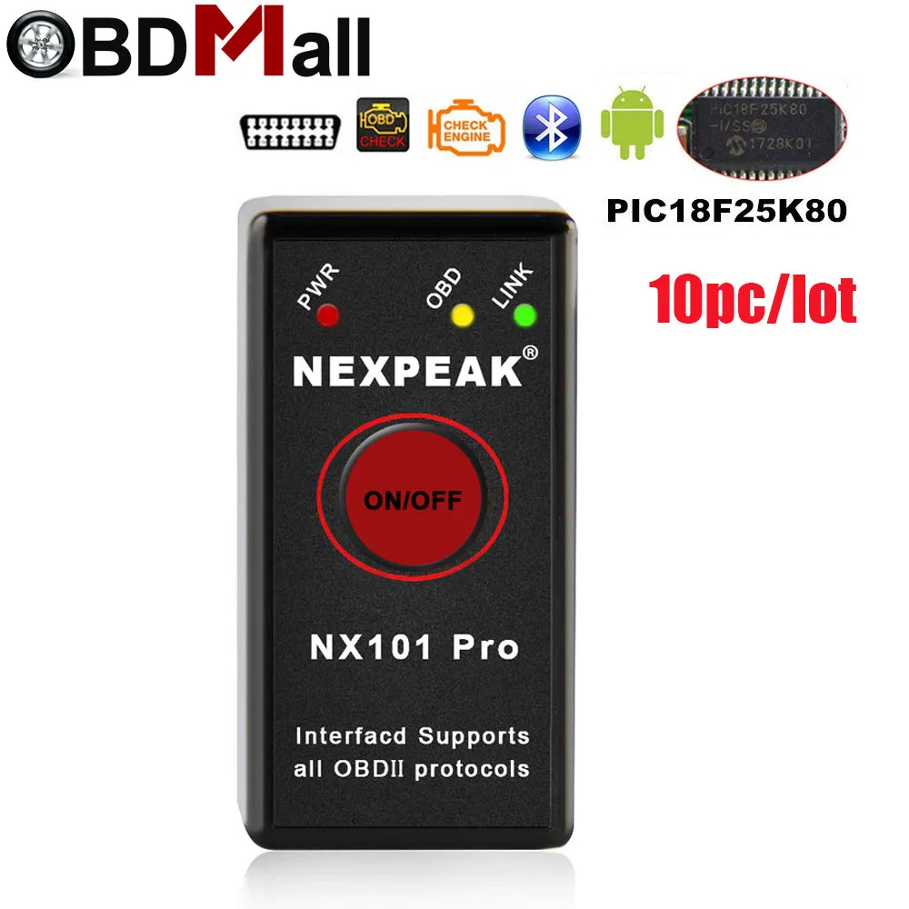 10 шт. ELM327 V1.5 Bluetooth с чипом PIC18F25K80 для Android OBD 2 Автомобильный диагностический
