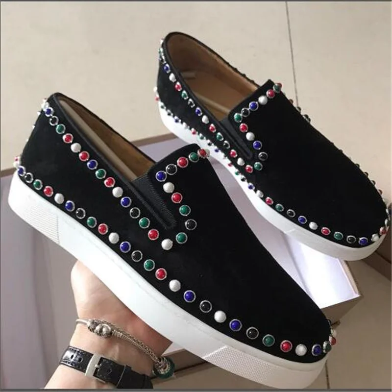 

(With Box,Dust Bag)Original Red Bottom Luxury Designers Spikes Sneakers Shoes Men Low Top rivet Outdoor- Brand Comfortable Casual Shoes