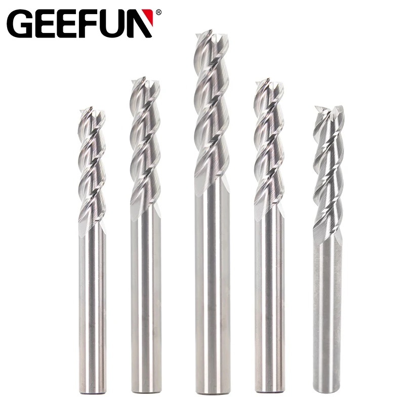 

3 Flute Carbide Milling Cutter Tungsten Flat End Mill CNC Tool HRC45 for Aluminum Copper Cut CNC Milling Tools Spiral Router Bit