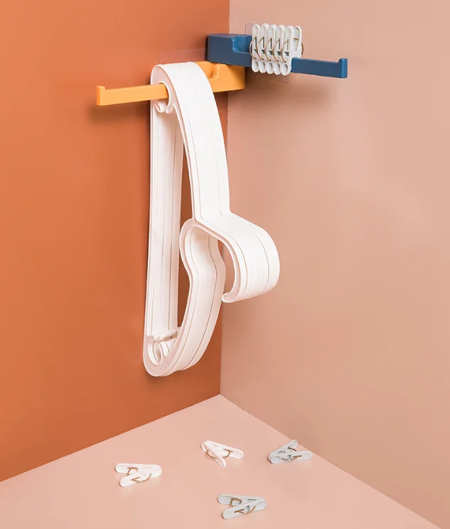 Balcony artifact free punching foldable clothes rail hook storage collector hanger storage organizer J05