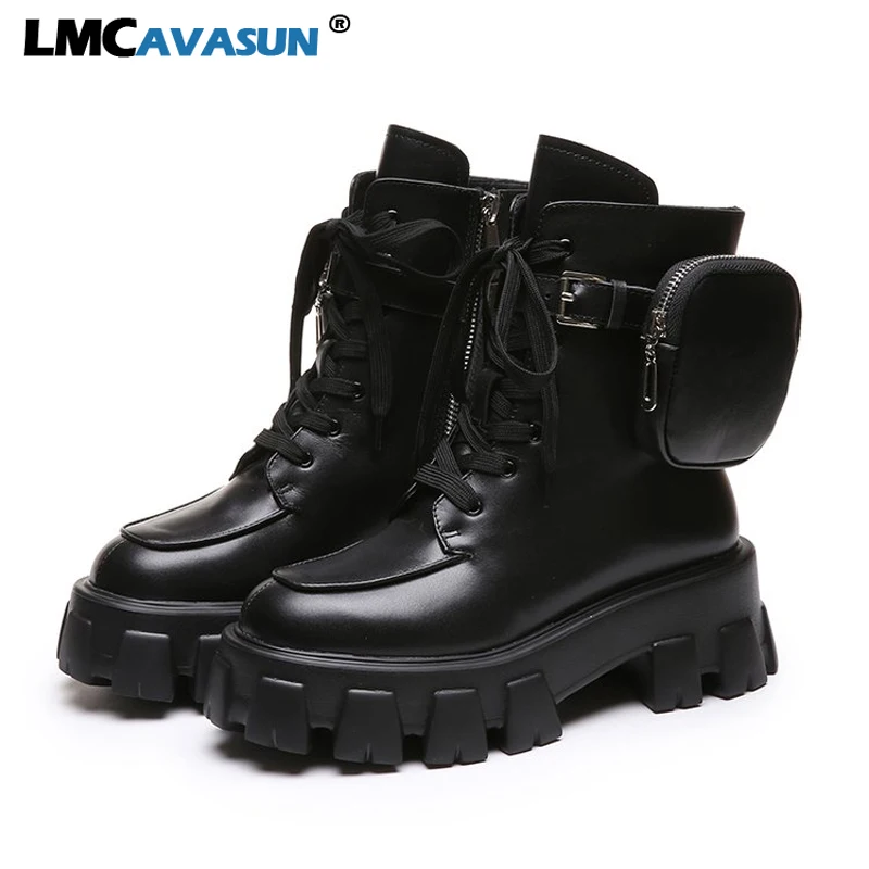 

Women Fashion Pocket Boot Ladies Ankle Boots Female Lace Up Combat Runway Buckle Strap Ankle Boot Woman Platform Shoes