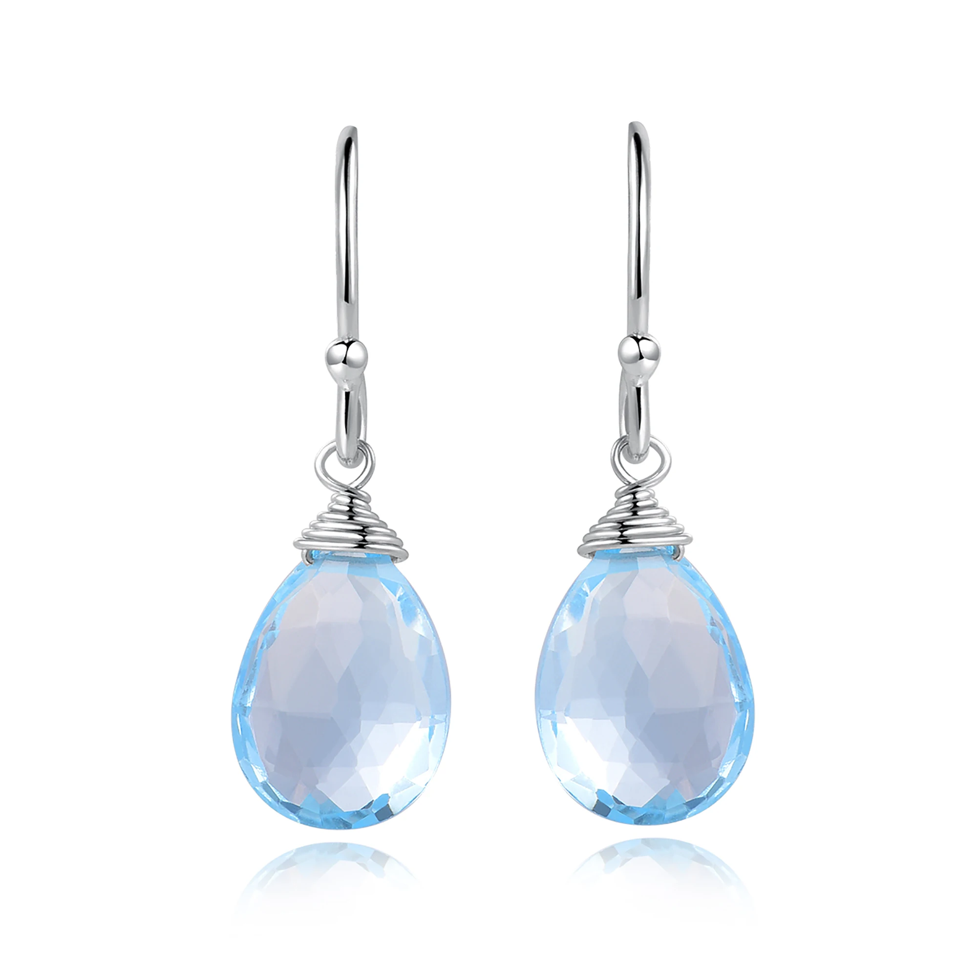 

Piara Faceted Teardrop Sky Blue Topaz Earrings Hooks 925 Sterling Silver