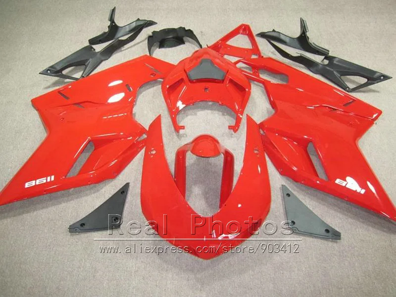Набор обтекателей для Ducati 848 1098 1198 07 08 09 10 11 red black 848s 1098s 2007 2011 YY36 хит продаж|Полные комплекты обтекателей| |