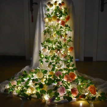

Novelty Rose Fairy String Lights Artificial Flower Garland with LED Copper Light For Christmas New Year Wedding Party Decoration