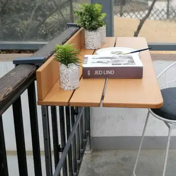 

Balcony railing hanging table Folding convenient hanging computer table home bar counter Creative lifting folding desk