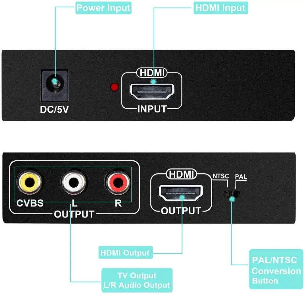 HDMI to RCA HDMI Converter 3RCA CVBS AV Composite Video Audio Adapter With 3 5mm Headphone Support 1080P PAL NTSC