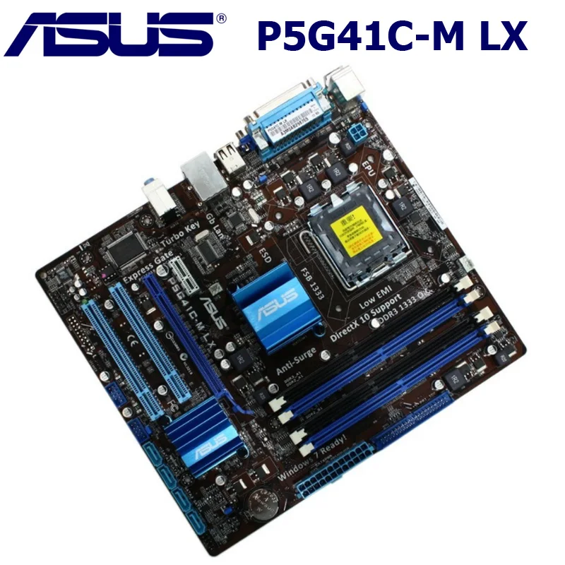 Разъем LGA Asus P5G41C-M LX настольная материнская плата G41 разъем LGA 775 Q8200 Q8300 DDR2 DDR3 8G uATX биос оригинальная б/у материнская плата