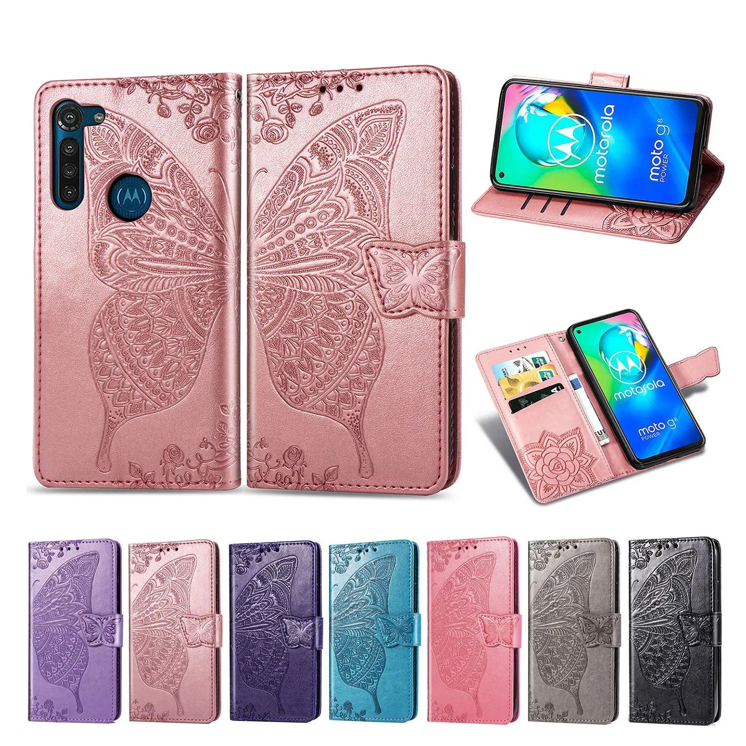 Gufuwo Custodia per Moto G8 Play Case, Moto One Macro XT2015, Copertura Morbida in TPU Sfumato - Antigraffio Ultra Sottile con Protezione Antishock Cover per Motorola Moto G8 Play Rosa/Viola